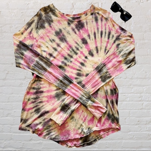 Free People Tops - Free People Custom Tie Dye Arden Oversized Tunic Tee long sleeve NEW relaxed M